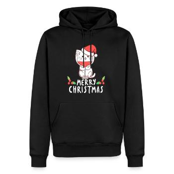 Niedliches Weihnachtsparty Katzen Winter Glühwein - Männer Premium Bio Hoodie - Schwarz - Vorne - Nico (187cm)