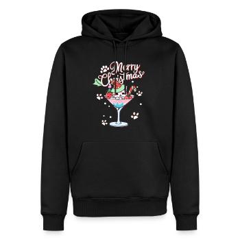 Christmas Cocktail Cat Winter Holiday Christmas - Men’s Premium Organic Hoodie - black - Front - Nico (187cm)