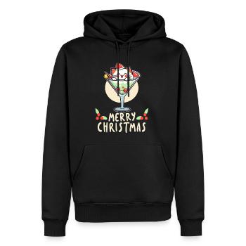 Chrismas Cocktail Kitty Lustiges Weihnachts Party - Männer Premium Bio Hoodie - Schwarz - Vorne - Nico (187cm)