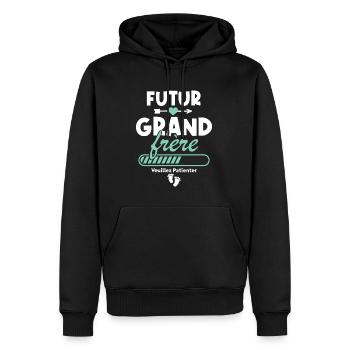 Futur grand frère veuillez patienter - Sweat à capuche Premium bio Homme - noir - Devant - Nico (187cm)