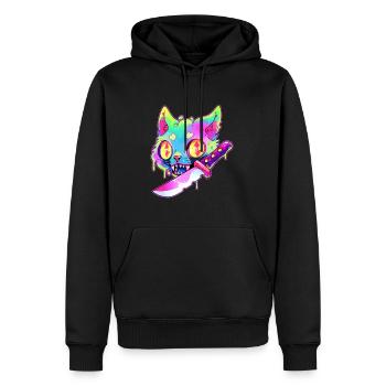 Festival Trippy EDM Rave Cat psychédélique - Sweat à capuche Premium bio Homme - noir - Devant - Nico (187cm)