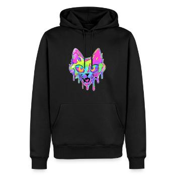 Psychedelic Party Cat EDM Festival Rave - Männer Premium Bio Hoodie - Schwarz - Vorne - Nico (187cm)