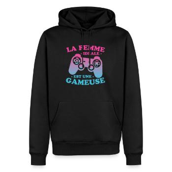 La femme idéale est une gameuse cadeau geek humour - Sweat à capuche Premium bio Homme - noir - Devant - Nico (187cm)