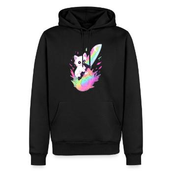 Trippy Cat Psychédélique Rave Mignon Festival EDM - Sweat à capuche Premium bio Homme - noir - Devant - Nico (187cm)