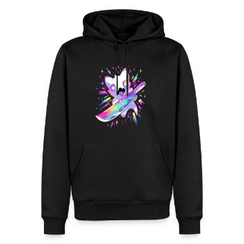 Festival Trippy Party EDM Cat Techno - Sweat à capuche Premium bio Homme - noir - Devant - Nico (187cm)
