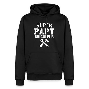 Super papy bricoleur Humour Cadeau - Sweat à capuche Premium bio Homme - noir - Devant - Nico (187cm)