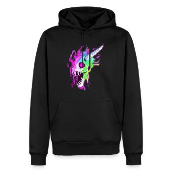 EDM Rave DJ Party Zombie Unicorn Skull - Men’s Premium Organic Hoodie - black - Front - Nico (187cm)