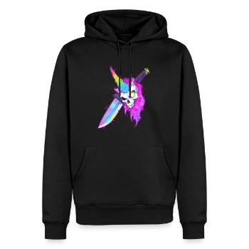 Rainbow Rave Zombie Unicorn EDM Festival - Männer Premium Bio Hoodie - Schwarz - Vorne - Nico (187cm)