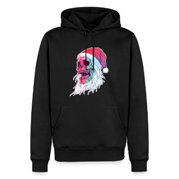 Crâne de Noël Noël Veille Vacances d’hiver - Sweat à capuche Premium bio Homme - noir - Devant - Nico (187cm)