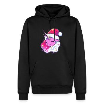 Cute Xmas Unicorn Christmas Eve Winter Holiday - Men’s Premium Organic Hoodie - black - Front - Nico (187cm)