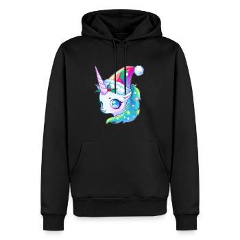Mignon Noël Licorne EDM Festival d’hiver - Sweat à capuche Premium bio Homme - noir - Devant - Nico (187cm)