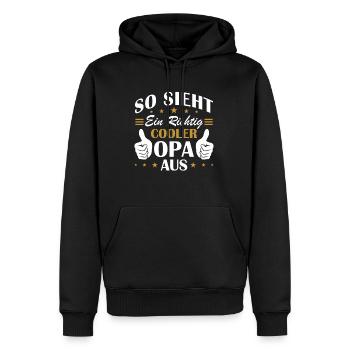 So sieht ein richtig cooler opa aus - Männer Premium Bio Hoodie - Schwarz - Vorne - Nico (187cm)