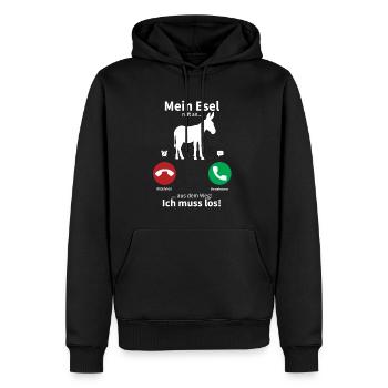 Mein Esel ruft an, ich muss los! - Männer Premium Bio Hoodie - Schwarz - Vorne - Nico (187cm)