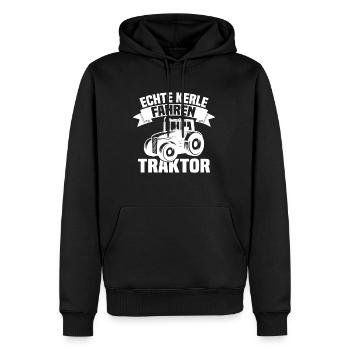 Echte Kerle fahren Traktor - Männer Premium Bio Hoodie - Schwarz - Vorne - Nico (187cm)