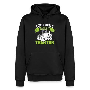 Echte Kerle fahren Traktor - Männer Premium Bio Hoodie - Schwarz - Vorne - Nico (187cm)