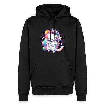 Trippy Astronaut Cat Psychedelic Party - Männer Premium Bio Hoodie - Schwarz - Vorne - Nico (187cm)