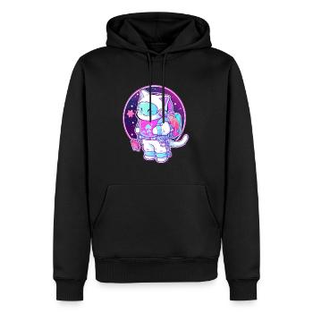 Cute Electronic Music Rave Cat Festival Astronaut - Männer Premium Bio Hoodie - Schwarz - Vorne - Nico (187cm)