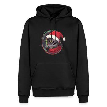 Party Christmas Astronaut Cat Cosmos Rave - Men’s Premium Organic Hoodie - black - Front - Nico (187cm)