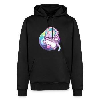 EDM Astronaut Cat Cute Psychedelic Festival - Männer Premium Bio Hoodie - Schwarz - Vorne - Nico (187cm)