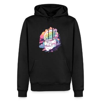 Cute Astronaut Cat Trippy Space Festival Rave - Männer Premium Bio Hoodie - Schwarz - Vorne - Nico (187cm)