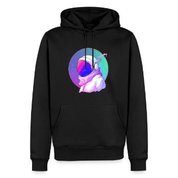 Trippy Psychedelic Rave EDM Party Astronaut - Men’s Premium Organic Hoodie - black - Front - Nico (187cm)