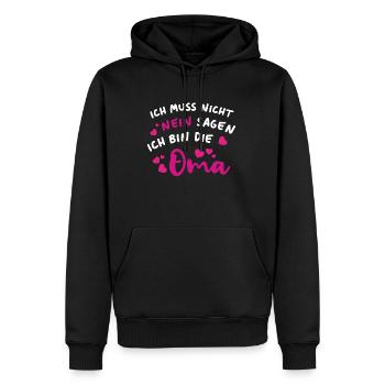 Ich muss nicht nein sagen Ich bin die Oma - Männer Premium Bio Hoodie - Schwarz - Vorne - Nico (187cm)