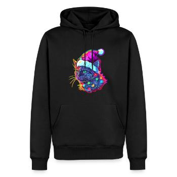 Winterfest Cosmos Christmas Cat Rave - Männer Premium Bio Hoodie - Schwarz - Vorne - Nico (187cm)