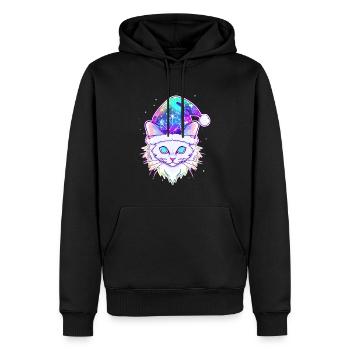 Winter Festival Christmas Party Cat - Men’s Premium Organic Hoodie - black - Front - Nico (187cm)