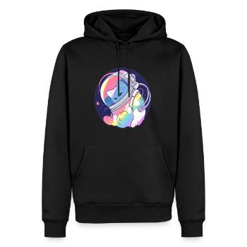 Space Astronaut Rainbow Cat Trippy Party - Männer Premium Bio Hoodie - Schwarz - Vorne - Nico (187cm)