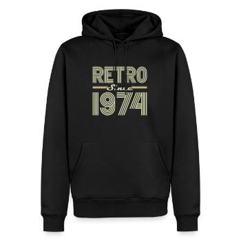 Rétro Depuis 1974 Vintage Cadeau d Anniversaire - Sweat à capuche Premium bio Homme - noir - Devant - Nico (187cm)