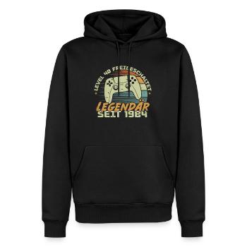 Level 40 freigeschaltet 1984, Geburtstagsgeschenk - Männer Premium Bio Hoodie - Schwarz - Vorne - Nico (187cm)