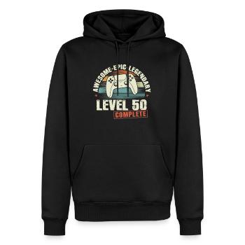 Level 50 Complete Geschenk zum 50. Geburtstag - Männer Premium Bio Hoodie - Schwarz - Vorne - Nico (187cm)
