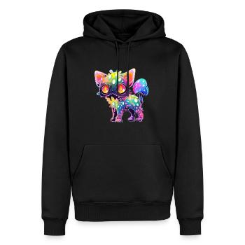 EDM Party Cat Trippy Psychedelic Art Rave - Men’s Premium Organic Hoodie - black - Front - Nico (187cm)