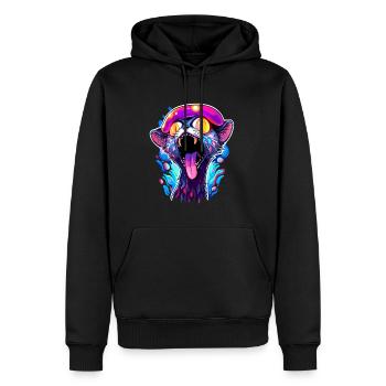 Psychedelic Party Cat EDM Trippy Festival Rave - Men’s Premium Organic Hoodie - black - Front - Nico (187cm)