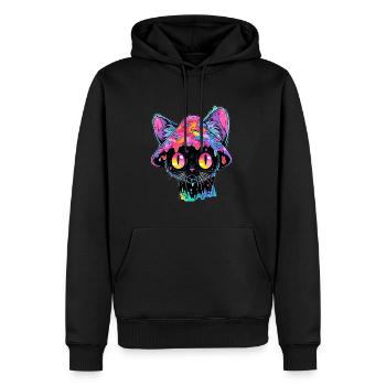 Art psychédélique Trippy Cat EDM Festival Rave - Sweat à capuche Premium bio Homme - noir - Devant - Nico (187cm)