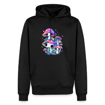 Cute Psychedelic DJ Trippy EDM Mushroom - Männer Premium Bio Hoodie - Schwarz - Vorne - Nico (187cm)