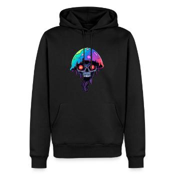 Festival Techno Chat Effrayant - Sweat à capuche Premium bio Homme - noir - Devant - Nico (187cm)
