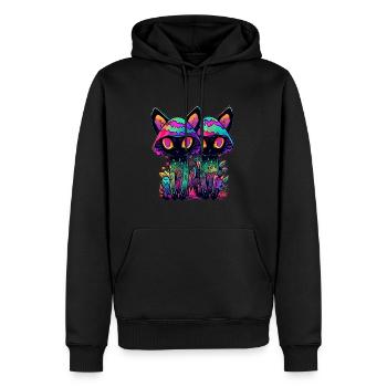 Elektronisches Festival Trippy Cat Art Psychedelic - Männer Premium Bio Hoodie - Schwarz - Vorne - Nico (187cm)