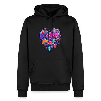 Trippy Forest Art Psychedelic Festival DJ - Männer Premium Bio Hoodie - Schwarz - Vorne - Nico (187cm)