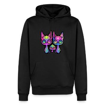 Trippy Alien Cat Art EDM Festival Rave psychédélique - Sweat à capuche Premium bio Homme - noir - Devant - Nico (187cm)
