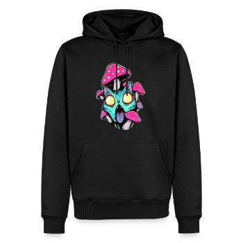EDM Festival Psychedelic Cat Mushroom Art Trippy - Men’s Premium Organic Hoodie - black - Front - Nico (187cm)
