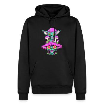 Trippy Forest Mushroom Art EDM Festival - Men’s Premium Organic Hoodie - black - Front - Nico (187cm)