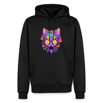 Trippy Cat Art EDM Festival Lover Psychedelic Rave - Men’s Premium Organic Hoodie - black - Front - Nico (187cm)