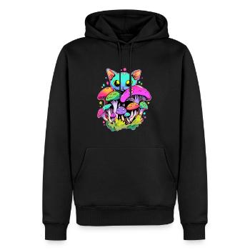 Psychedelische Waldpilzkunst Trippy EDM Rave - Männer Premium Bio Hoodie - Schwarz - Vorne - Nico (187cm)