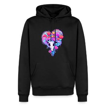 Süßes EDM Einhorn Trippy Psychedelic - Männer Premium Bio Hoodie - Schwarz - Vorne - Nico (187cm)