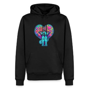 Trippy Cat Art Süßes Passendes Festival - Männer Premium Bio Hoodie - Schwarz - Vorne - Nico (187cm)