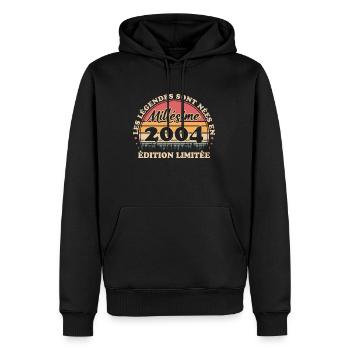 Millésime 2004 Vintage Anniversaire Rétro 2004 - Sweat à capuche Premium bio Homme - noir - Devant - Nico (187cm)