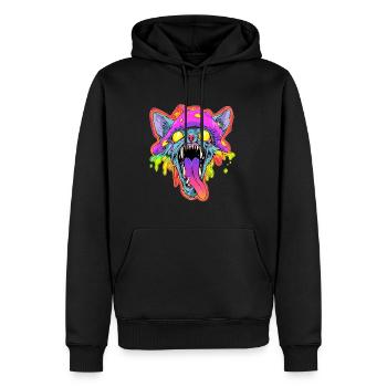 EDM Trippy Cat DJ DJ psychédélique - Sweat à capuche Premium bio Homme - noir - Devant - Nico (187cm)