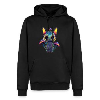Mignon Trippy Cat Champignon Art EDM Festival DJ - Sweat à capuche Premium bio Homme - noir - Devant - Nico (187cm)
