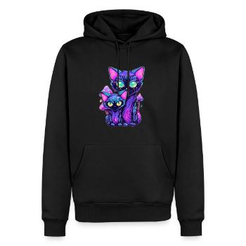 Amateurs de musique électronique EDM Festival Cat - Sweat à capuche Premium bio Homme - noir - Devant - Nico (187cm)